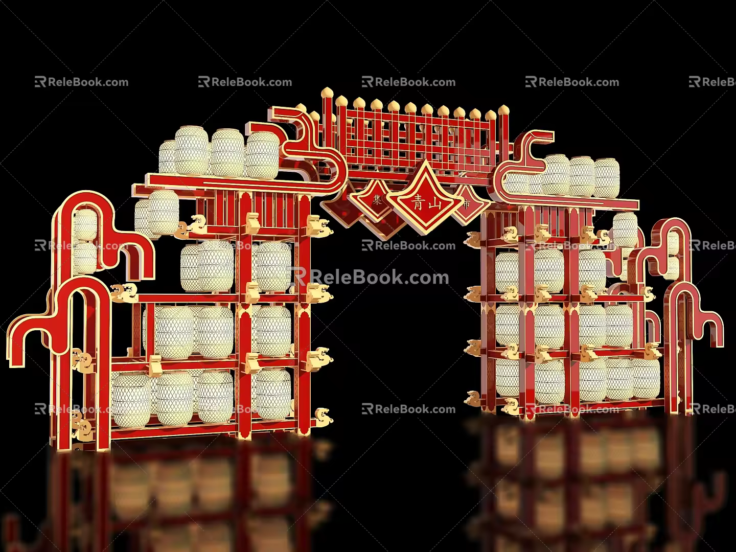 New Chinese style ancient building archway Guochao Guofeng block night market entrance and exit Meichen archway scenic spot gate tower scenic spot gate Guofeng entrance and exit market night city entrance and exit 3d model