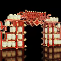New Chinese style ancient building archway Guochao Guofeng block night market entrance and exit Meichen archway scenic spot gate tower scenic spot gate Guofeng entrance and exit market night city entrance and exit 3d model