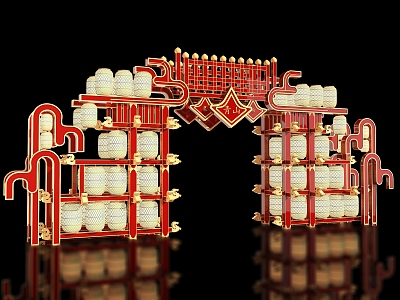 New Chinese style ancient building archway Guochao Guofeng block night market entrance and exit Meichen archway scenic spot gate tower scenic spot gate Guofeng entrance and exit market night city entrance and exit 3d model