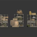 Military Storage Shelves With Wooden Crates Ammo Boxes And Barrels