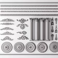 Detailed Ornate Carving Decorative Collection With Columns Rosettes Moldings And Frames