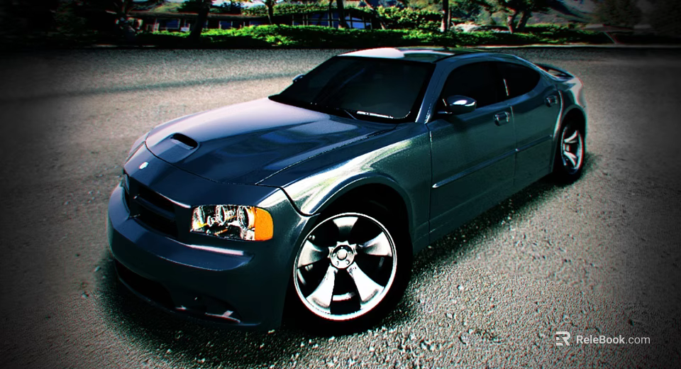Stylish Dark Gray Muscle Car With Sporty Exterior Design And Shiny Alloy Wheels 3d model 