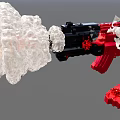 Red And Black Toy Gun With White Smoke Effect And Detachable Parts