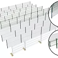 Detailed View Of Wire Mesh Fence With Metal Posts And Support Base