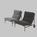 Modern Gray Fabric Single Sofa With Comfortable Cushion And Metal Frame