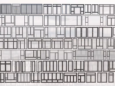 Collection of Various Window Frames with Different Shapes and Sizes 3d model