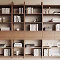Modern Wooden Bookcase Interior Design With Books Decorative Items And Shelves