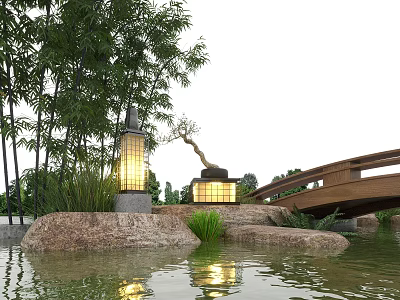 New Chinese Lawn Lamp Lamps 3d model