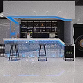 Esports Style Milk Tea Shop with Multiple Game Screens Blue Lighting and Modern Decor