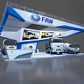 FAW Commercial Vehicle Exhibition Booth With Modern Design And Multiple Truck Displays