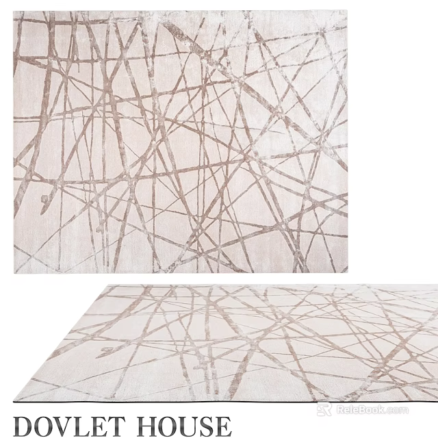 Square Rug Featuring Abstract Geometric Line Design In Beige And Brown For Modern Home 3d model 