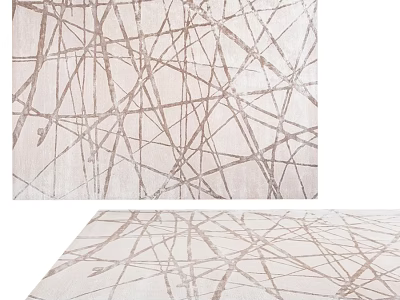 Square Rug Featuring Abstract Geometric Line Design In Beige And Brown For Modern Home 3d model