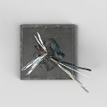 Artistic Garden Ornament With Dragonfly Sculpture On Square Stone Base