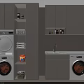 Modern Bathroom Cabinet with Open Shelves Storage Solution for Washing Machine and Dryer