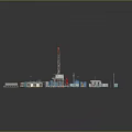 Oilfield Drilling Equipment Setup With Rig Trucks Containers And Storage Tanks