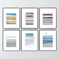 Abstract Paintings With Striped Patterns And Various Colors Framed As Wall Art 3d model