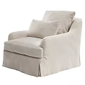 Cozy Beige Single Sofa With Linen Fabric And Comfortable Cushion For Living Room