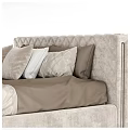 Modern Double Bed with Diamond Tufted Headboard Multiple Pillows and Plush Comforter 3d model