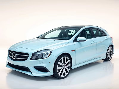 Light Blue Mercedes Benz Hatchback Car With Modern Design And Alloy Wheels 3d model