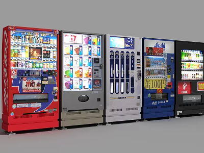Commercial Vending Machines For Snacks And Drinks In Various Colors For Business Use 3d model