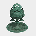 Green Egg Shaped Decorative Ornament Set With Hollow Out Design And Base Tray