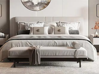 New Chinese Double Bed 3d model