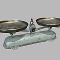 Vintage Commercial Equipment Double Pan Mechanical Balance Scale With Rustic Base