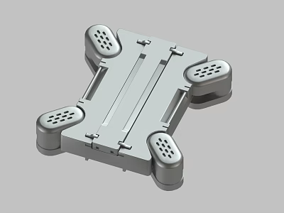 Metal Support Bracket With Four Perforated Feet And Central Parallel Bars 3d model