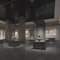 Exquisite Glass Museum Display Cabinets For Antique Cultural Relics In Modern Stylish Art Exhibition Hall