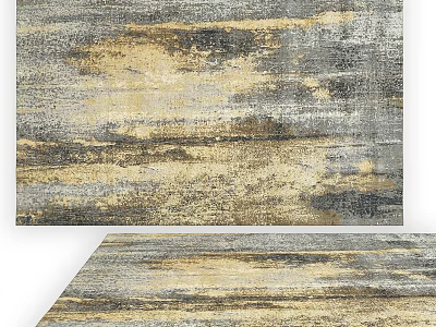 Modern Square Area Rug With Abstract Gray Yellow Brown Textured Pattern Design 3d model