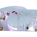 Modern Exhibition Booth Design With Curved Structure Lighting And Large Screen
