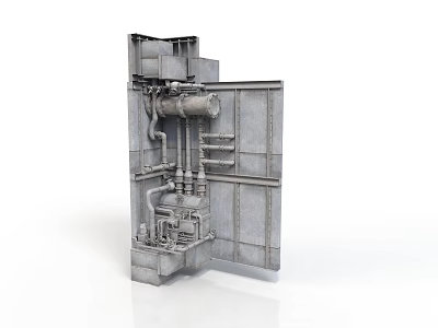 Industrial Equipment Featuring Metal Structure Detailed Piping System And Mechanical Valves 3d model