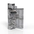 Industrial Equipment Featuring Metal Structure Detailed Piping System And Mechanical Valves