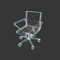 Modern Office Chair With Wheels Armrests And Striped Backrest Design