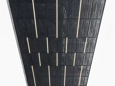 Black Pipes With White Linear Light Stripes In Modern Architectural Design 3d model
