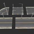 Municipal Road Design with Street Lamps Zebra Crossings Road Markings Straight Curved Sections and Intersections