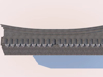 Detailed Traditional Building Exterior Wall With Gray Tile Roof Eave Design 3d model