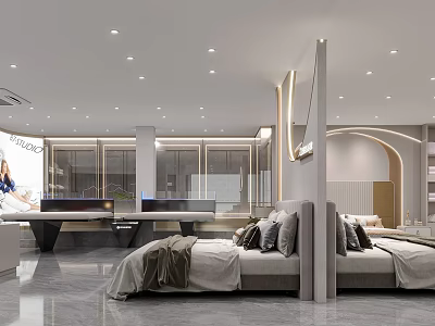 Modern Luxury Bedroom Specialty Store with Stylish Beds and Elegant Interior Design 3d model