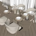 Elegant Beige Dining Table Set With Dried Flowers Vase Candles And Tableware In Bright Room