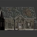 Abandoned Old House Featuring Damaged Roof Shingles Exposed Wooden Beams Weathered Siding and Debris