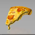 Pizza Slice With Melted Cheese Dripping Smiley Face Design Fresh Tomato Toppings Dark Background Reflection