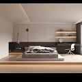 Modern Minimalist Bedroom Interior Design With Platform Bed White Cabinets Shelves And Large Window