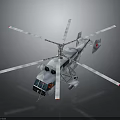 Modern Military Helicopter With Multiple Rotors And Airborne Combat Weapon Systems