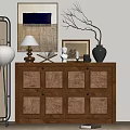 Middle Ancient Entrance Cabinet Ornaments Combination Pottery Pot 3d model