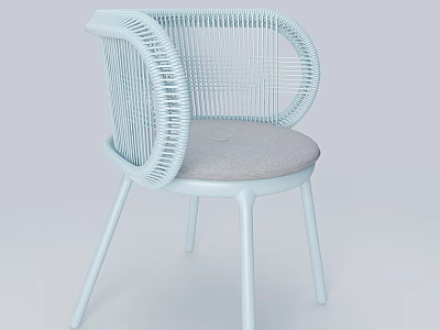 Modern Light Blue Woven Design Leisure Chair With Gray Cushion Seat And Slim Legs 3d model
