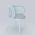 Modern Light Blue Woven Design Leisure Chair With Gray Cushion Seat And Slim Legs