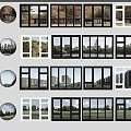 Casement Windows with Scenic Late Autumn Lake View City and Lawn