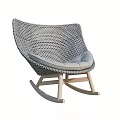 Gray Woven Rocking Chair With Light Wooden Frame and Soft Gray Cushion