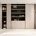 Cream Style Bookcase Decorative Cabinet High Cabinet Books Display Ornaments Floor Lamp 3d model