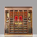Elegant Wine Cabinet With Glass Doors And Copper Metal Frame For Multi Layer Wine Storage